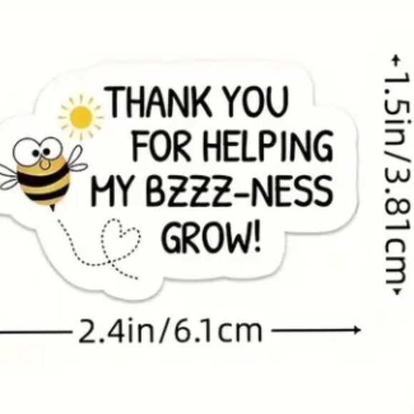 2.4 inch - Thank You Bee Stickers - Thank You For Helping My BZZZ-NESS Grow! - Picture 2 of 2